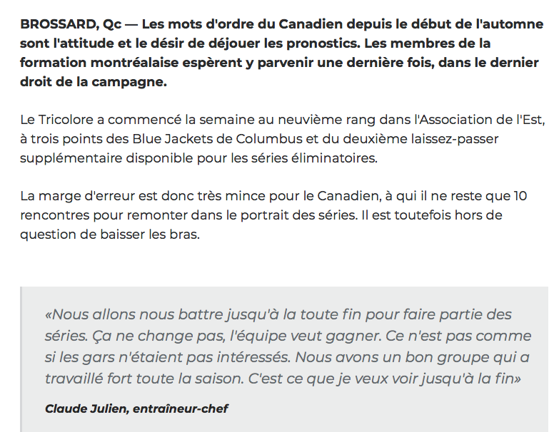 Une équipe de PERDANTS qui tente de se convaincre....