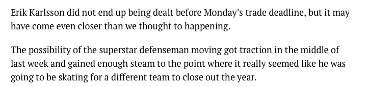 Vegas était à deux doigts d'obtenir Erik Karlsson...