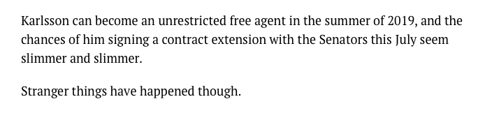 Vegas était à deux doigts d'obtenir Erik Karlsson...
