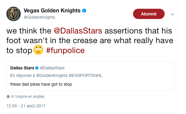  Vegas HUMILIE Dallas sur TWITTER..