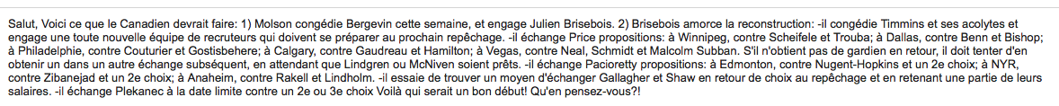 Voici le PLAN de Marc Bergevin...