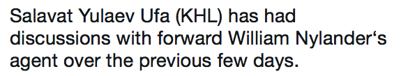 William Nylander utilise la KHL pour faire monter les enchères..