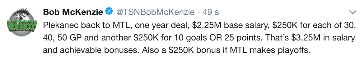 WOW...C'est confirmé, Marc Bergevin surpaye même ses anciens joueurs !!!