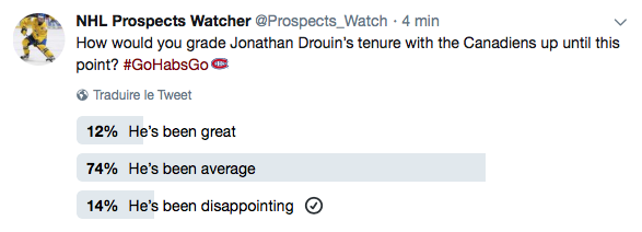 WOW...Il y a du monde qui pense que Jonathan Drouin...