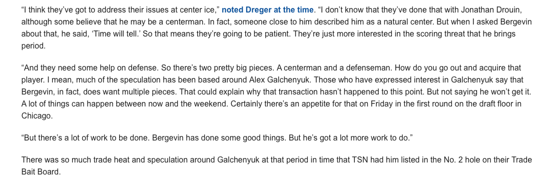 Wow..Marc Bergevin a bel et bien REFUSÉ Adam Henrique pour Alex Galchenyuk....