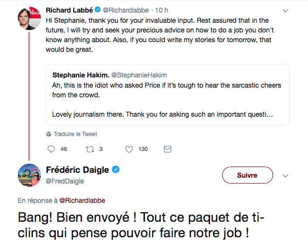 WOW...Un journaliste de Radio-Canada, traite les FANS de TI-CLINS...