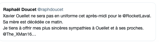 Xavier Ouellet dans le DEUIL...