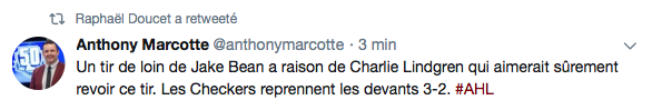 Y faut que Charlie Lindgren arrête de faire ça, si on veut l'échanger...