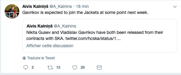 Après Gusev qui va débarquer à Vegas...