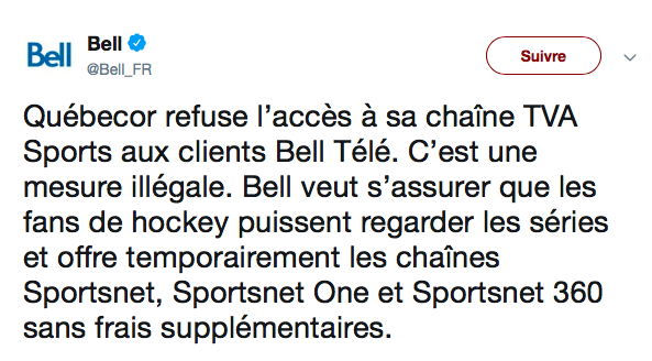 Bell HUMILIE PKP...en offrant gratuitement Sportsnet...