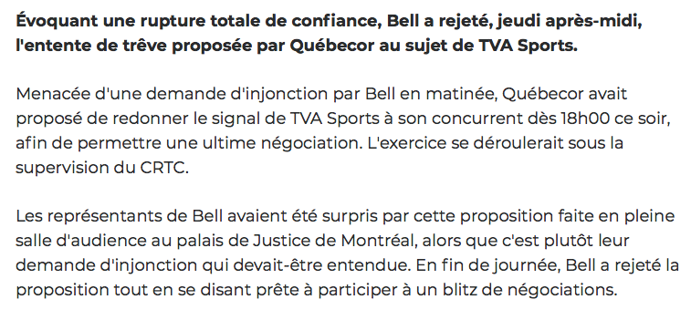 Bell REJETTE PKP et sa trêve!!!!!!