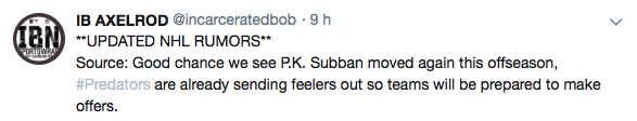 Ce n'est même plus des rumeurs sur PK Subban...