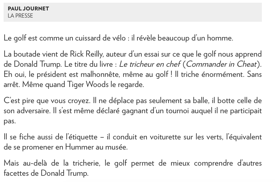 Ce que le GOLF nous dit sur Donald Trump..