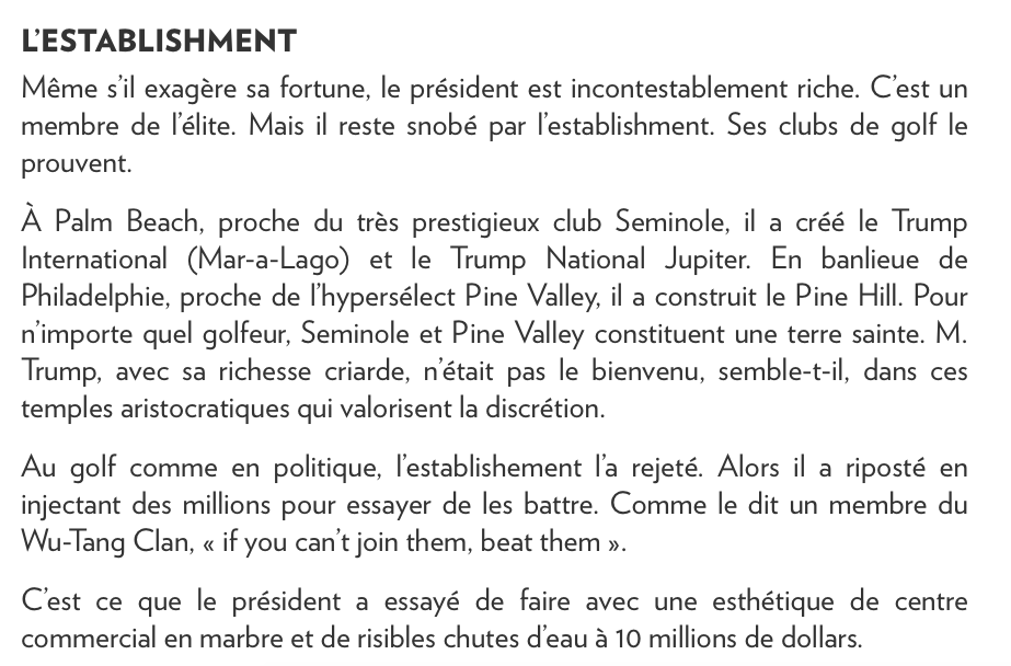 Ce que le GOLF nous dit sur Donald Trump..
