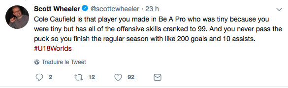 Cole Caufield est le gars que tu crées à BE A PRO....