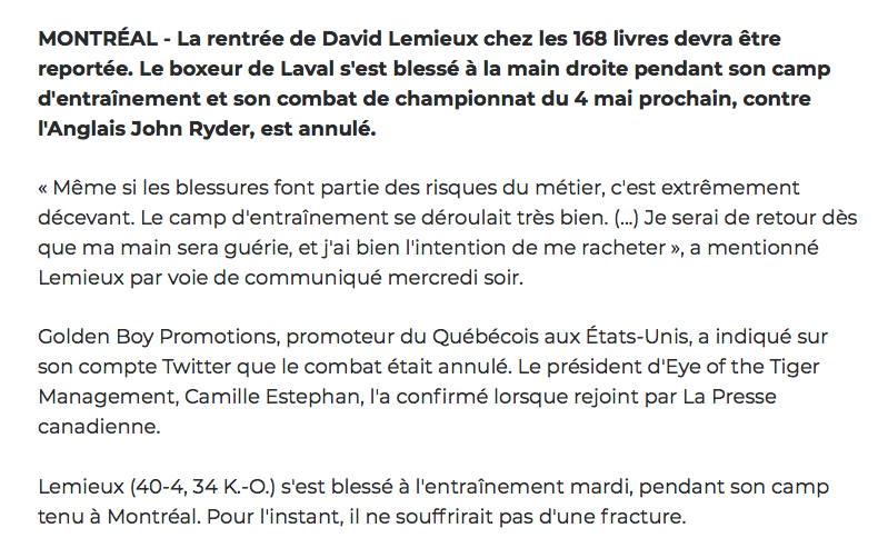 David Lemieux....Le RICK DIPIETRO de la BOXE...