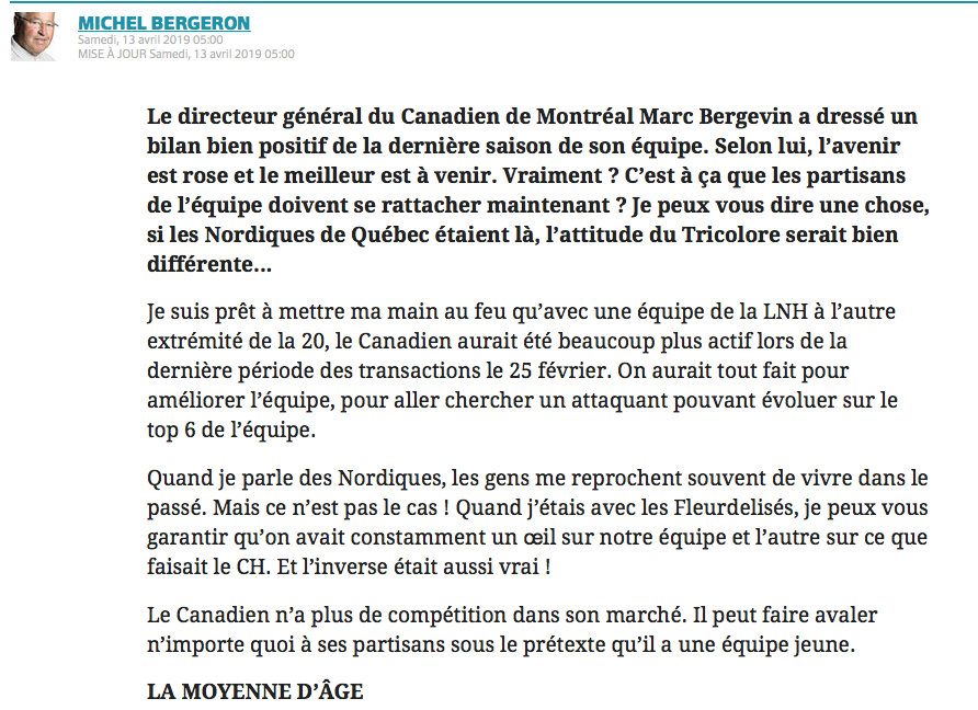 Et si les Nordiques étaient encore là...