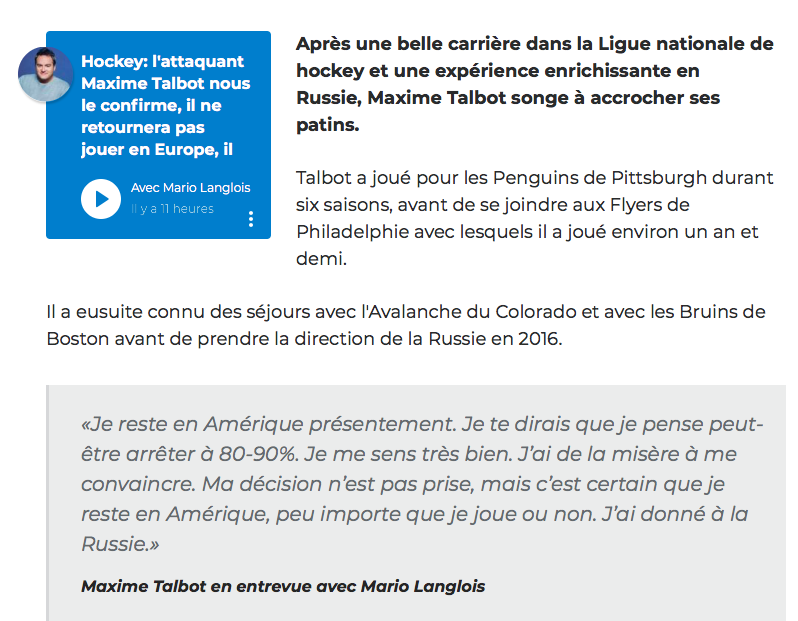 Faut vraiment dire à Maxime Talbot...