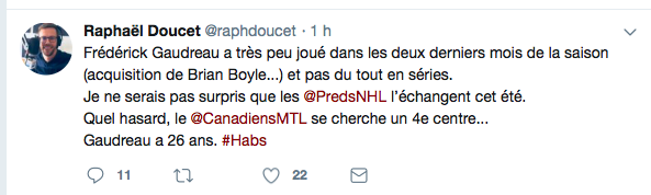 Fred Gaudreau à Montréal?