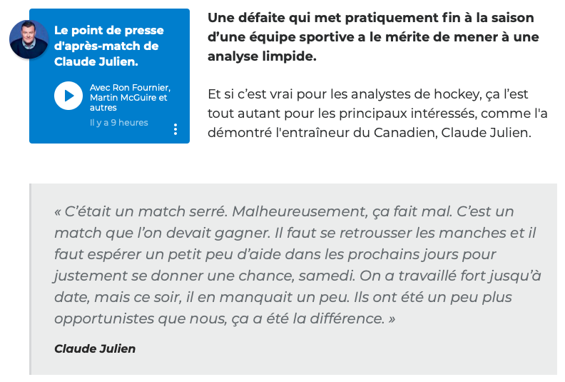 HAHA!!! Claude Julien est dans les PATATES!!!!