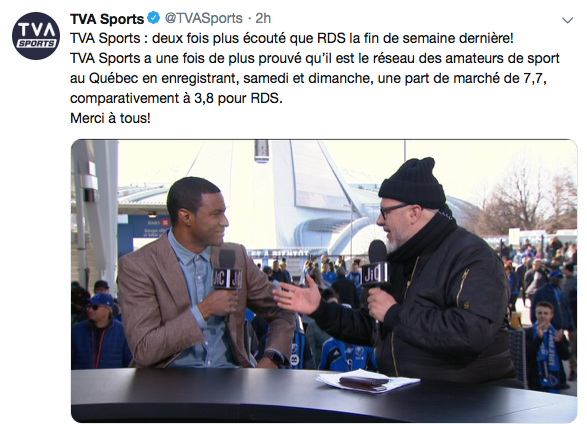 HAHA...Pour être sûr d'avoir le dessus au moins une fois, TVA Sports...