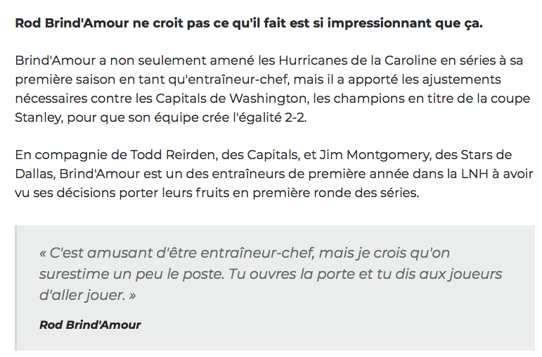 Il faut un JEUNE COACH à Montréal...