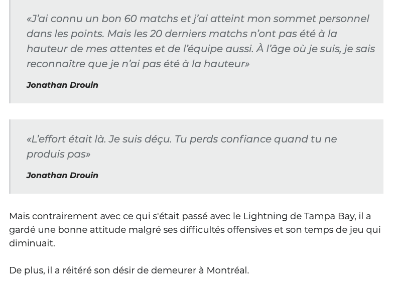 Jonathan Drouin s'était bien fait COACHER par Paul Wilson...