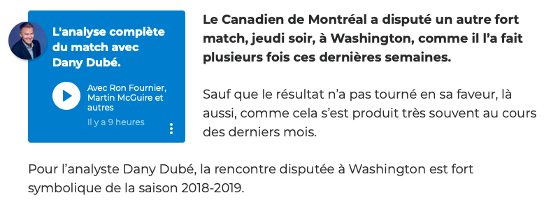 Le CH a perdu sa saison sur la route?????? Il faudrait dire à Dany....