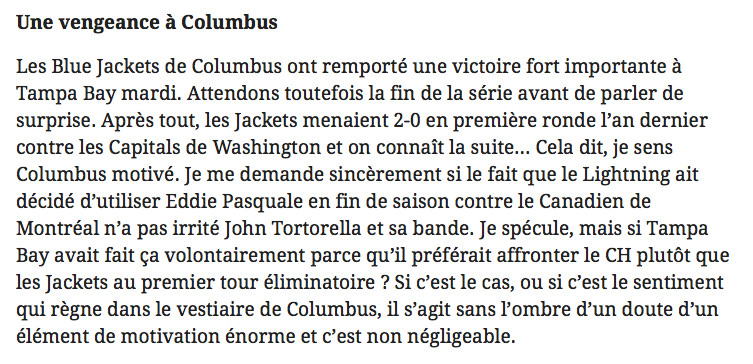 Le Lightning a envoyé Eddie Pasquale devant les buts contre le CH...