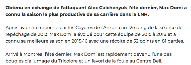 L'entrevue de Max Domi nous a donné ds FRISSONS...