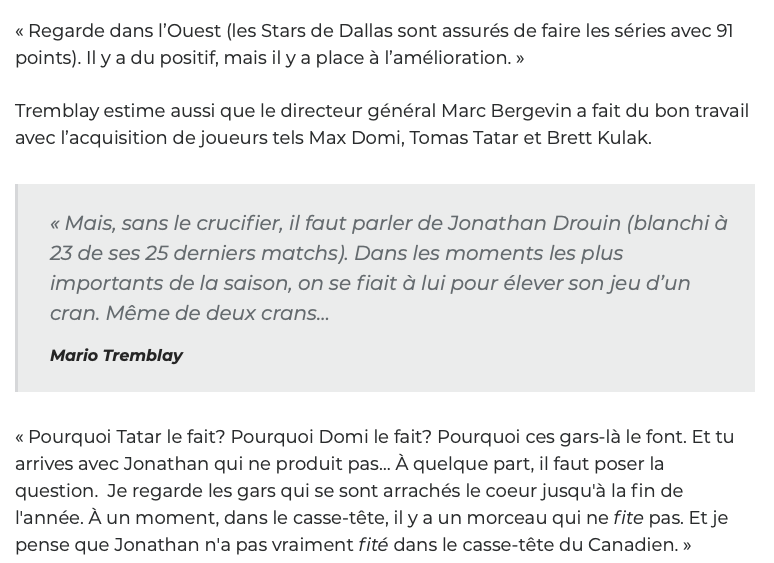 Mario Tremblay DÉTRUIT Jonathan Drouin....