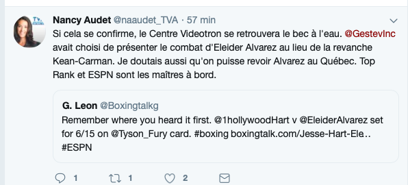 Même la BOXE...Ne veut rien savoir de QUEBECOR et de leur CENTRE VIDÉOTRON..