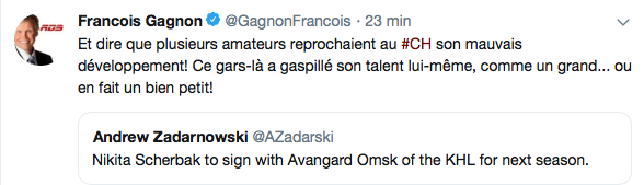 OUCH...Francois Gagnon est HARD avec Scherbak...