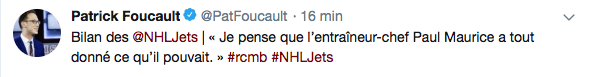 OUFF...Paul Maurice risque de ne pas bien dormir...