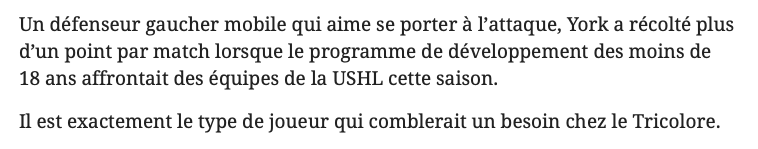 Parmi ces 15....On veut Caufield ou Lavoie...