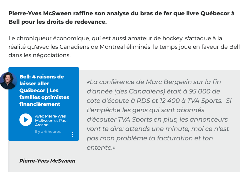 Pierre-Yves McSween HUMILIE TVA Sports!!!!!! HAHA!!!