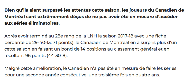 Plus DÉÇU que l'an dernier???