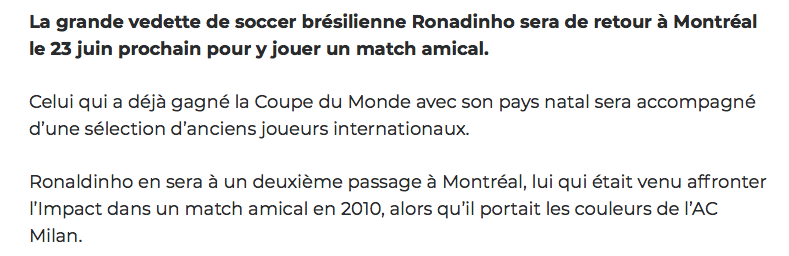 Ronaldhino à Montréal!!!!!!!! AYOYE!!!!
