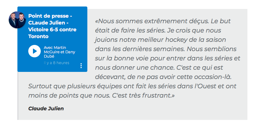 Tout le monde ne parlait que du TOUR CHAPEAU de Ryan Poehling...à part Mete!!!! HAHA!!!