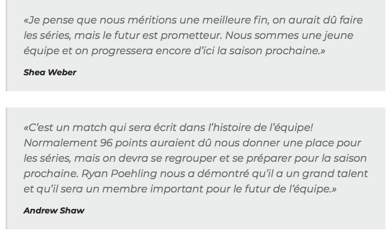 Tout le monde ne parlait que du TOUR CHAPEAU de Ryan Poehling...à part Mete!!!! HAHA!!!