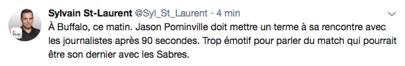 WOW...Jason Pominville doit arrêter son entrevue...
