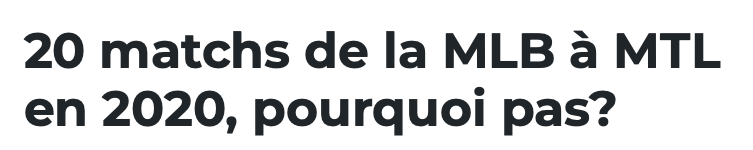 20 matchs pour les RAYS à Montréal en 2020..