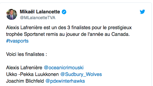 Alexis Lafrenière à Montréal...