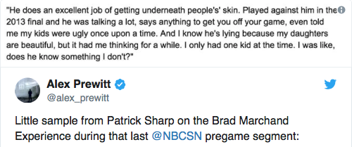 AYOYE...Brad Marchand est allé jusqu'à dire...