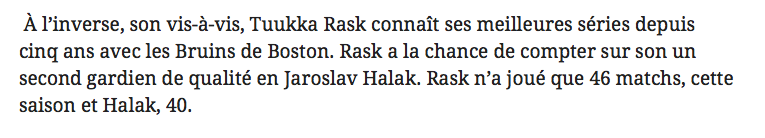 Ce n'est pas la JALOUSIE de José Théodore à l'endroit de Carey Price qui parle...