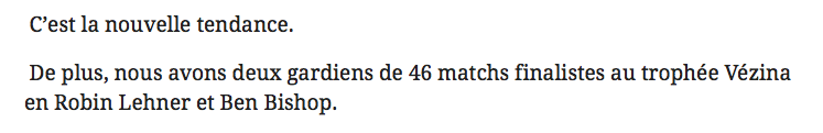 Ce n'est pas la JALOUSIE de José Théodore à l'endroit de Carey Price qui parle...