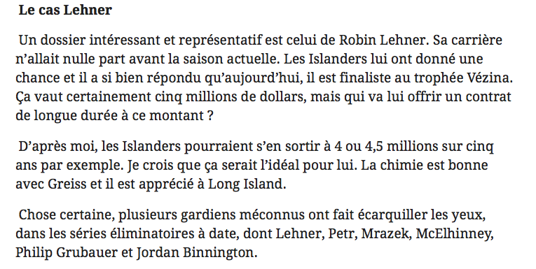 Ce n'est pas la JALOUSIE de José Théodore à l'endroit de Carey Price qui parle...