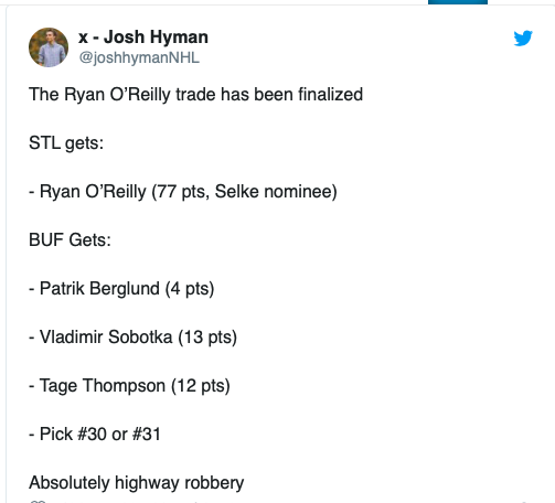Ce que le CH aurait dû donner pour avoir Ryan O'Reilly....
