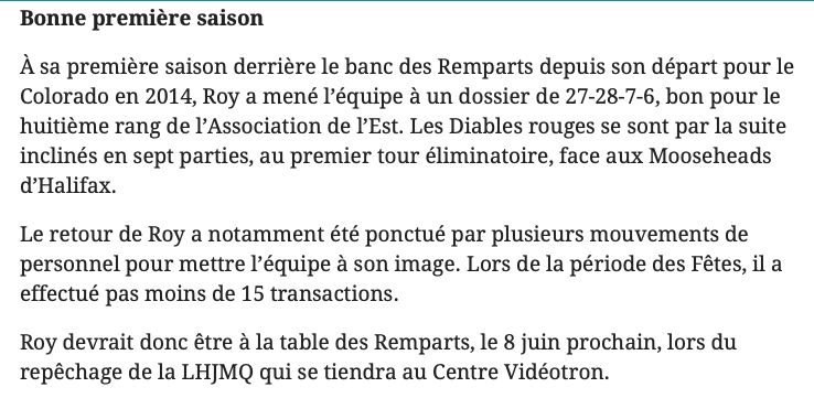 C'est PARFAIT que les Sénateurs n'ont pas choisi Patrick Roy...