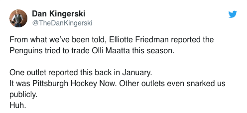 Elliotte Friedman continue de dire que les Penguins...